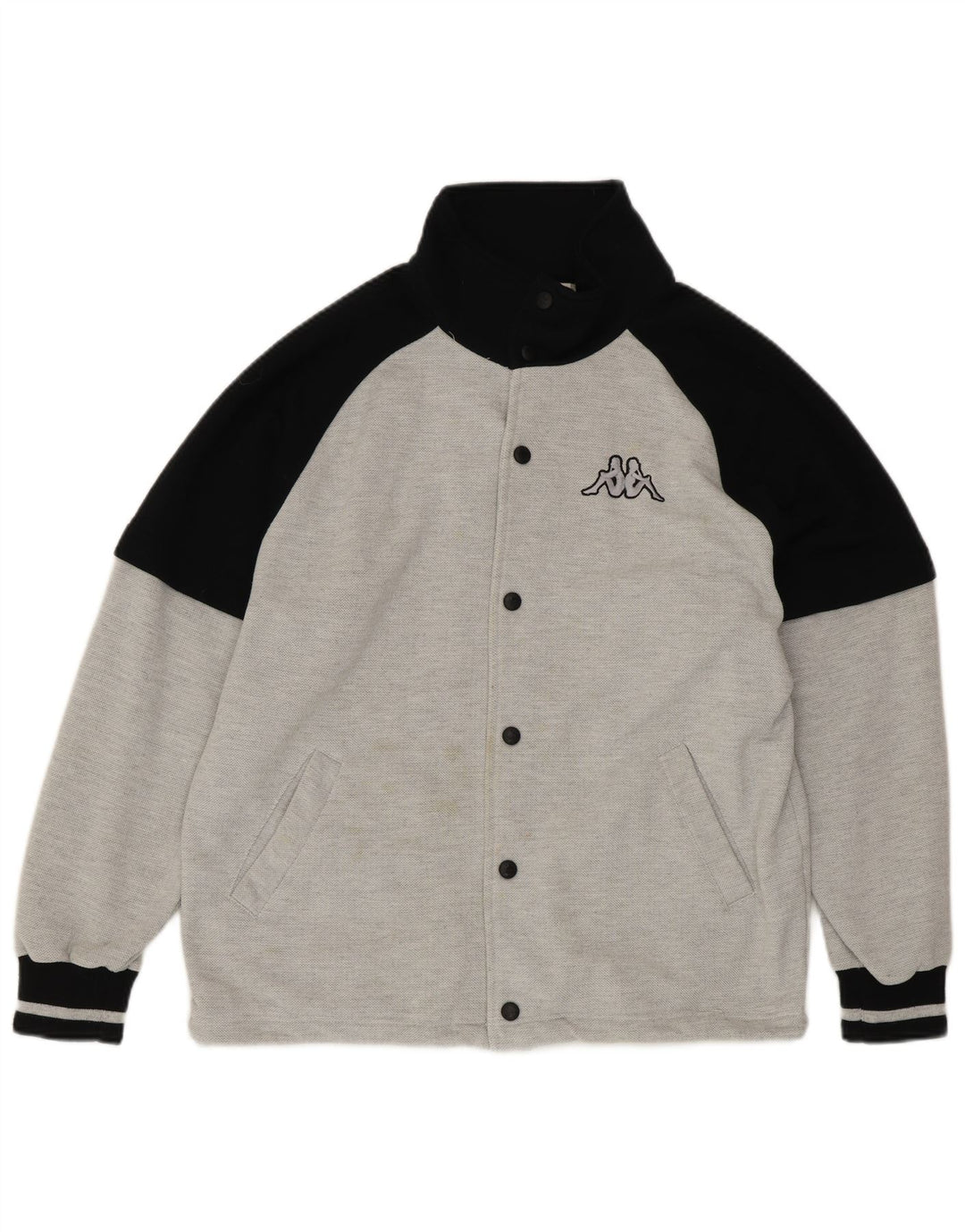 KAPPA Mens Graphic Loose Fit Varsity Jacket Small Grey Colourblock