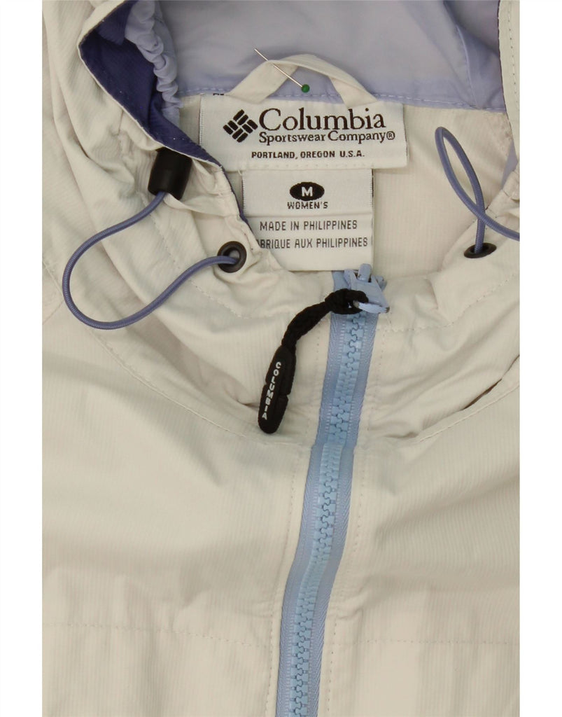COLUMBIA Womens Hooded Rain Jacket UK 14 Medium White Colourblock Vintage Columbia and Second-Hand Columbia from Messina Hembry 