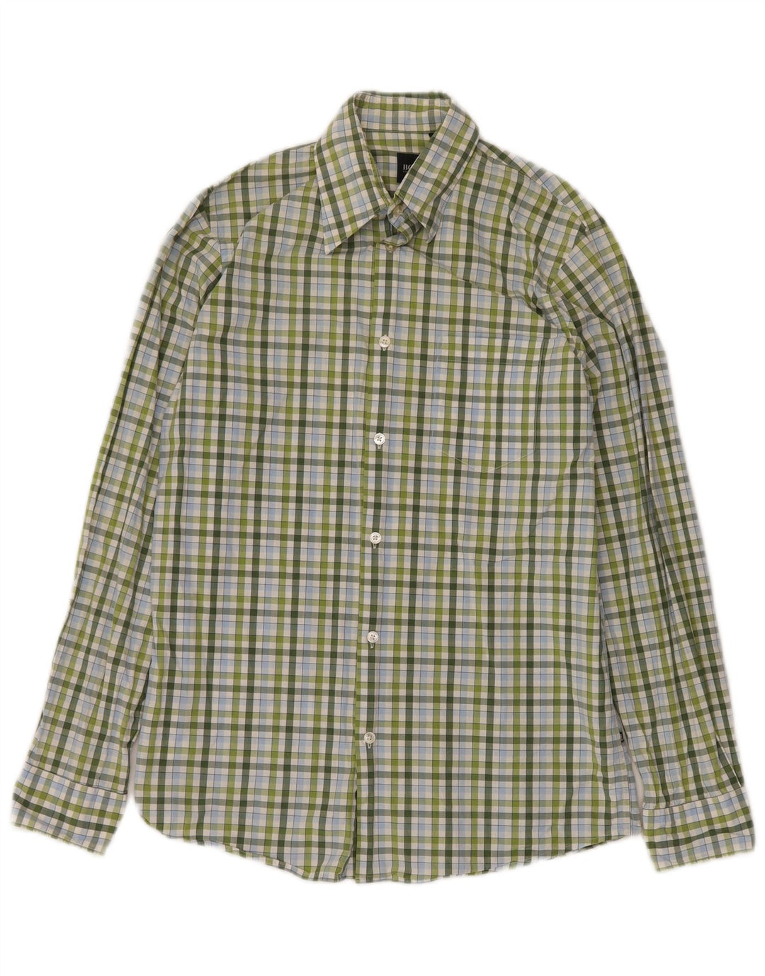 HUGO BOSS Mens Shirt Small Green Check Cotton