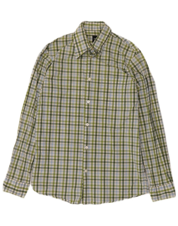 HUGO BOSS Mens Shirt Small Green Check Cotton