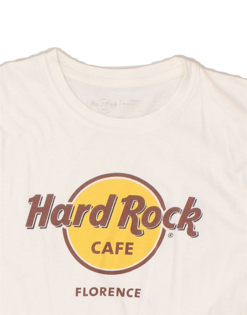 HARD ROCK CAFE Womens Florence Graphic T-Shirt Top UK 10 Small White Vintage Hard Rock Cafe and Second-Hand Hard Rock Cafe from Messina Hembry 