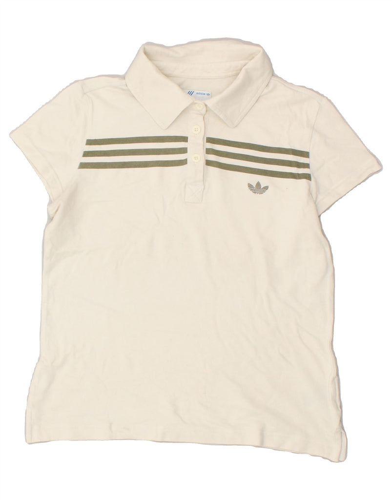 ADIDAS Womens Polo Shirt UK 12 Medium White Cotton | Vintage Adidas | Thrift | Second-Hand Adidas | Used Clothing | Messina Hembry 
