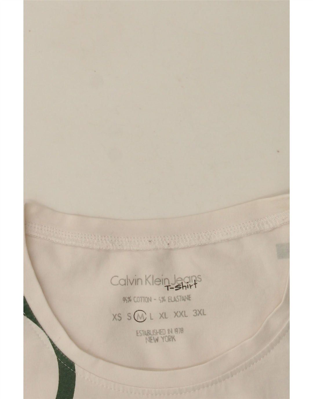 CALVIN KLEIN JEANS Womens Graphic T-Shirt Top UK 12 Medium White Cotton