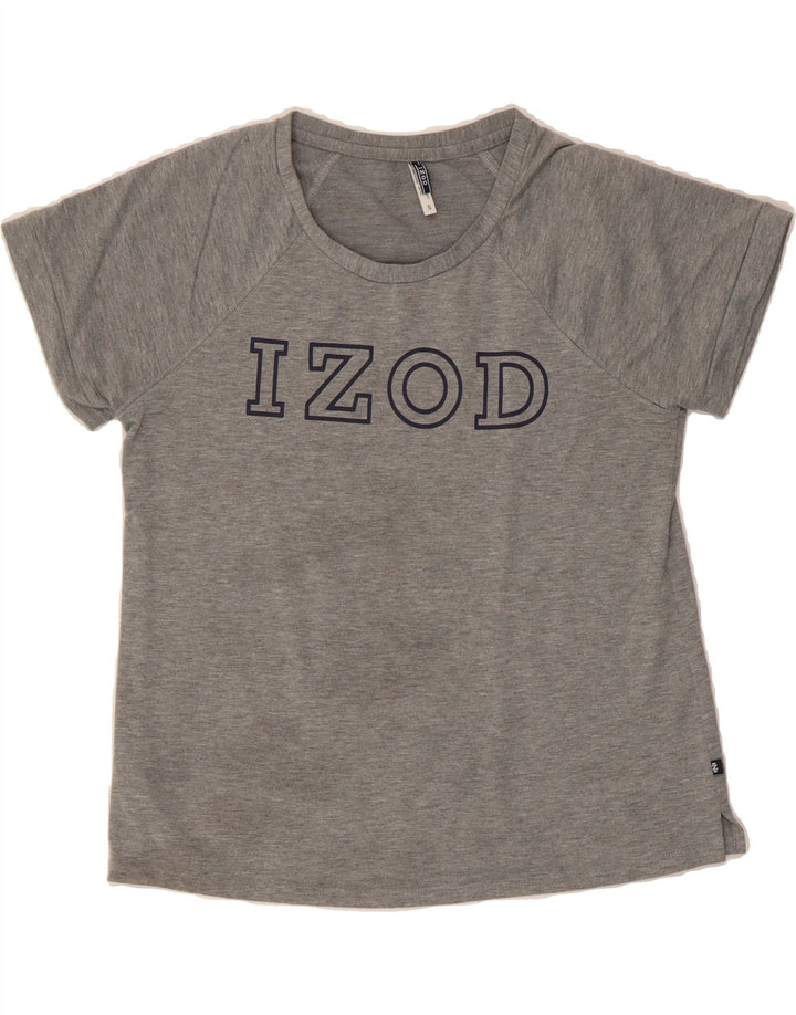 IZOD Womens Graphic T-Shirt Top UK 10 Small Grey Polyester Vintage Izod and Second-Hand Izod from Messina Hembry 