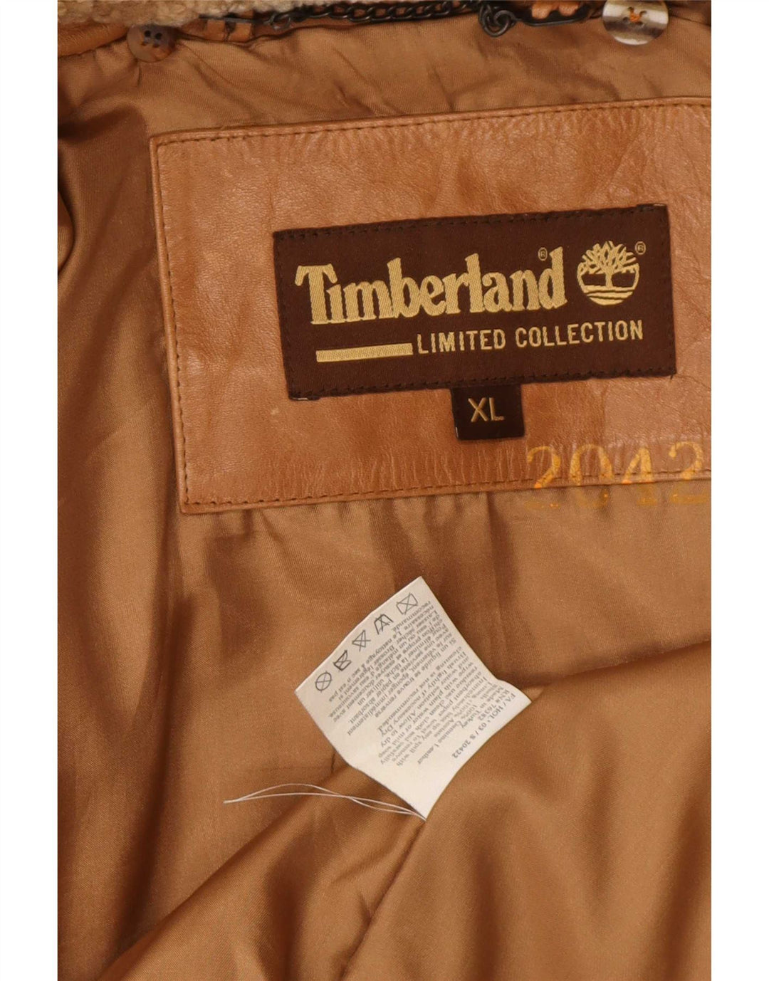 Timberland Mens Leather Bomber Jacket UK 42 XL Brown Leather