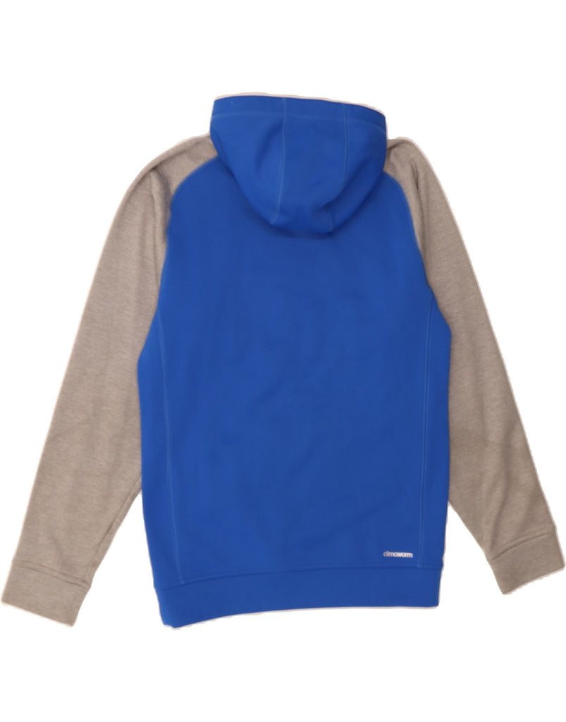 ADIDAS Mens Climawarm Graphic Hoodie Jumper Small Blue Colourblock Vintage Adidas and Second-Hand Adidas from Messina Hembry 