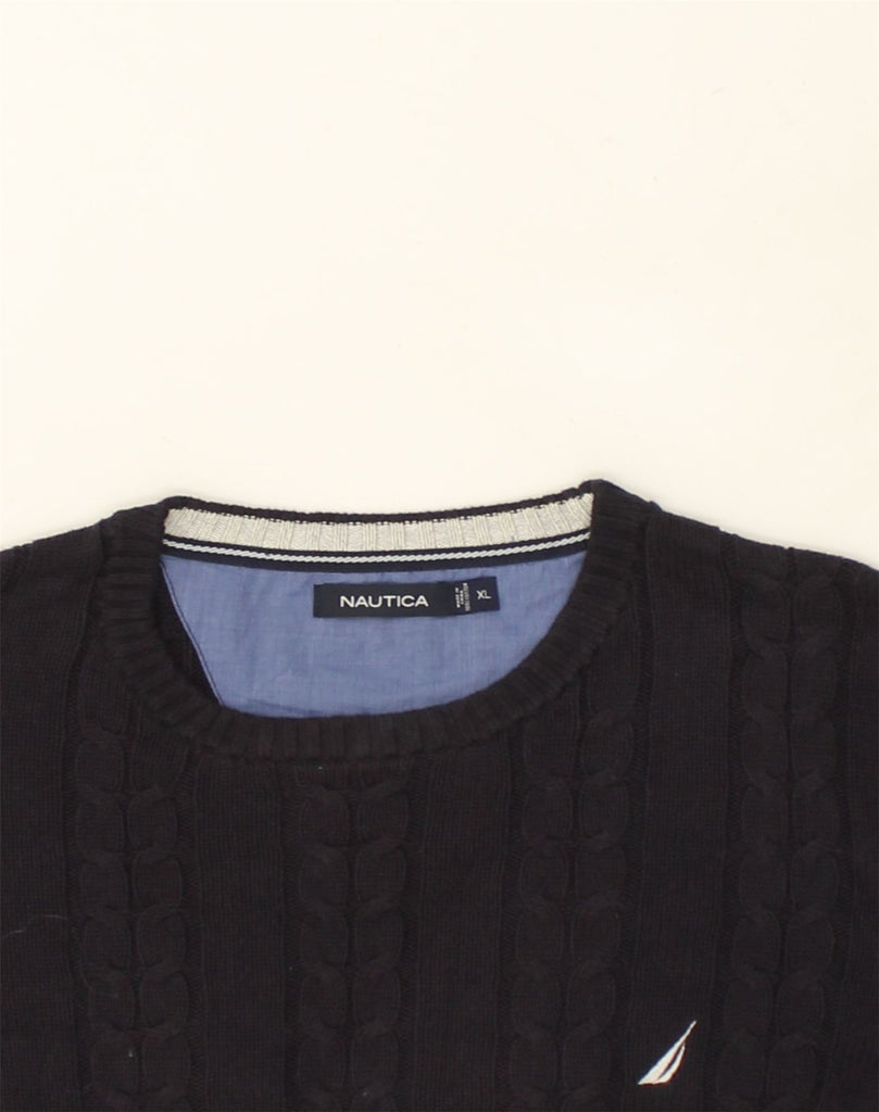 NAUTICA Mens Crew Neck Jumper Sweater XL Navy Blue Cotton | Vintage Nautica | Thrift | Second-Hand Nautica | Used Clothing | Messina Hembry 