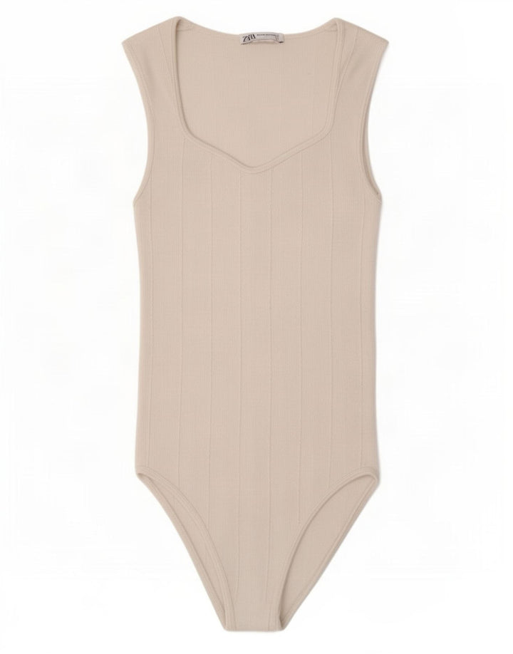 Zara Womens Sleeveless Bodysuit UK 12 Medium White