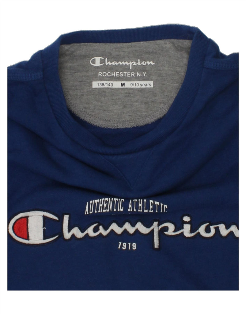 CHAMPION Boys Graphic Sweatshirt Jumper 9-10 Years Medium  Navy Blue | Vintage Champion | Thrift | Second-Hand Champion | Used Clothing | Messina Hembry 