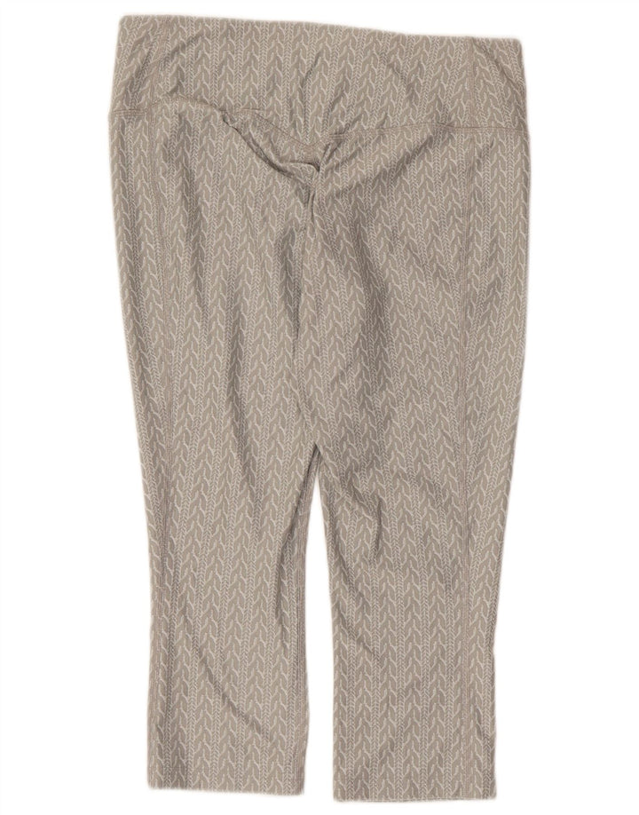 Nike Womens Dri Fit Capri Leggings UK 14 Medium Grey Geometric Polyester