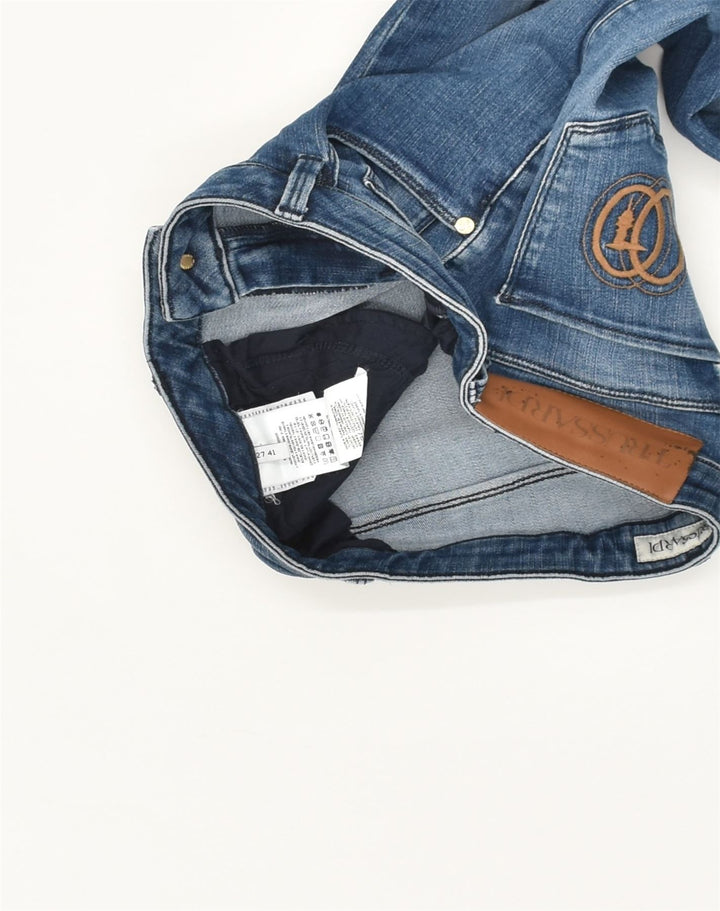 TRUSSARDI Womens Low Waist Skinny Jeans W27 L31  Blue Cotton | Vintage Trussardi | Thrift | Second-Hand Trussardi | Used Clothing | Messina Hembry 