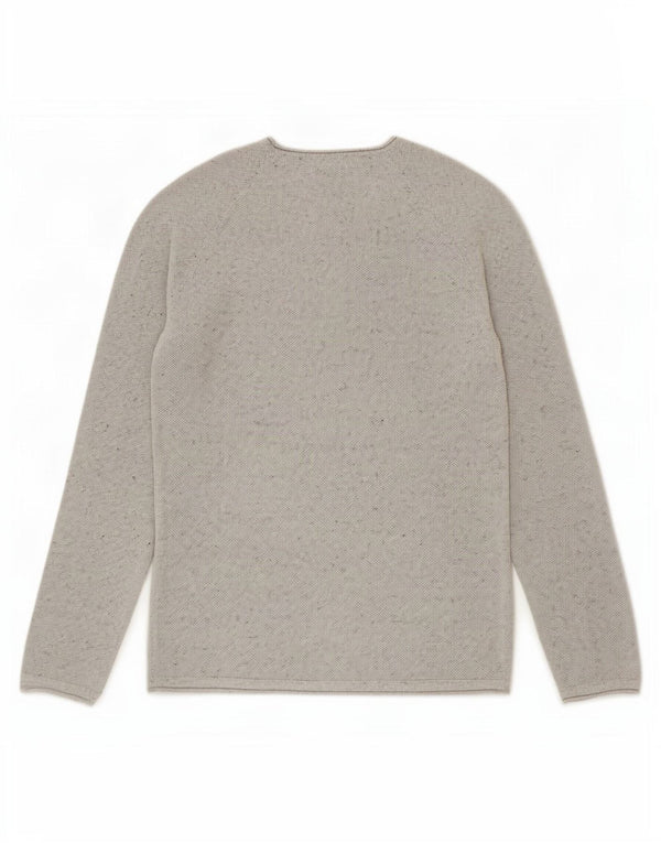 Jack & Jones Mens Boat Neck Jumper Sweater Small Grey Flecked Cotton