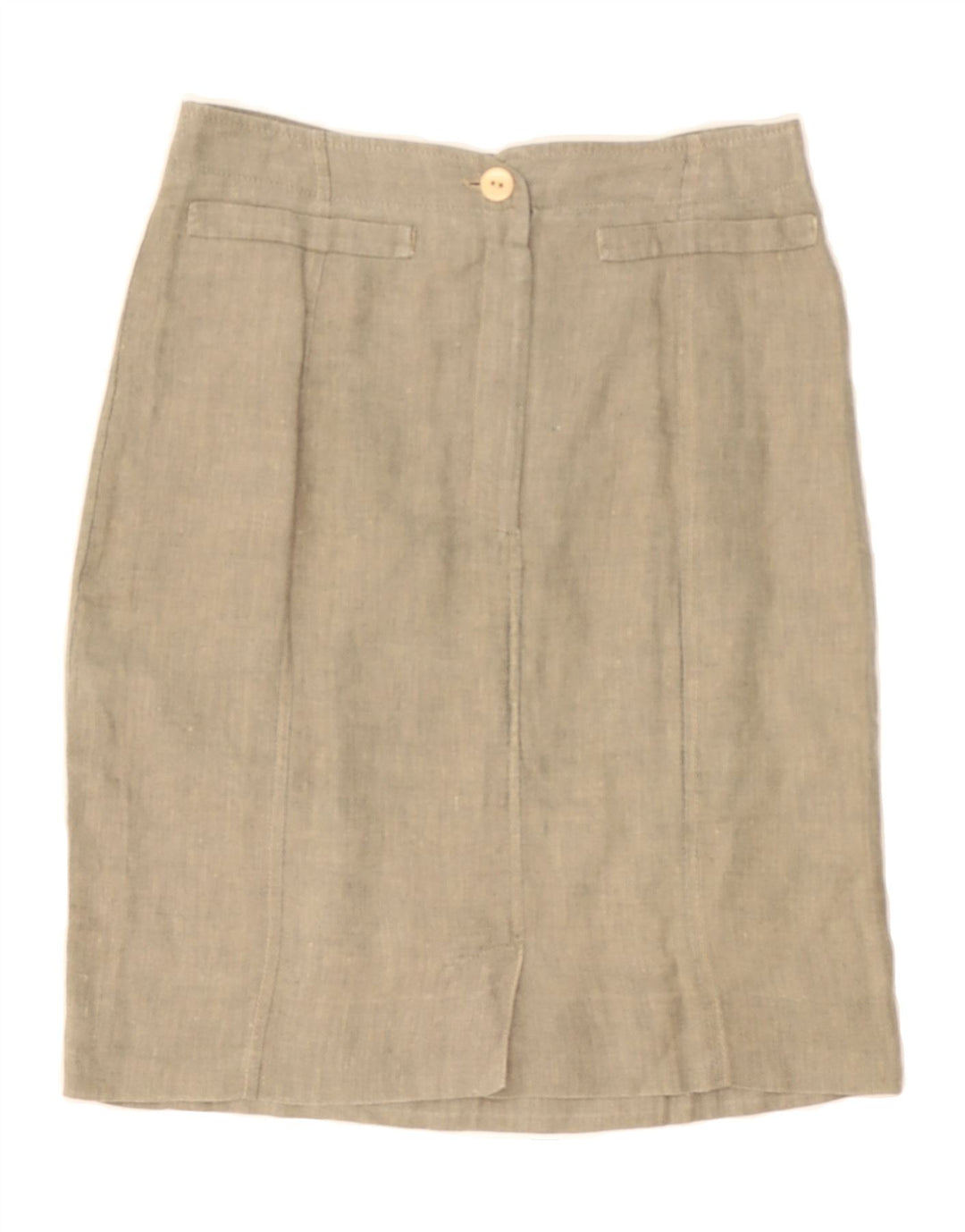 VINTAGE Womens Straight Skirt IT 42 Medium W28  Beige Linen Vintage Vintage and Second-Hand Vintage from Messina Hembry 