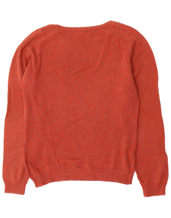 Timberland Womens Boat Neck Jumper Sweater UK 14 Medium Red Flecked Cotton