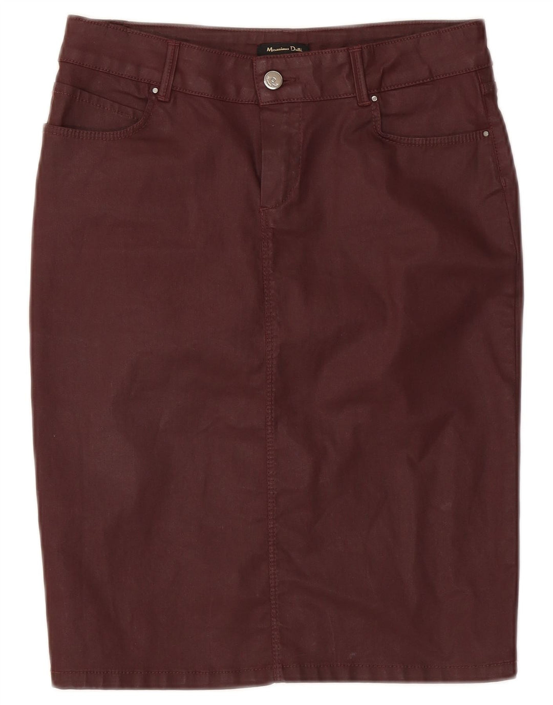 Massimo Dutti Womens Pencil Skirt W28 Medium  Burgundy Cotton