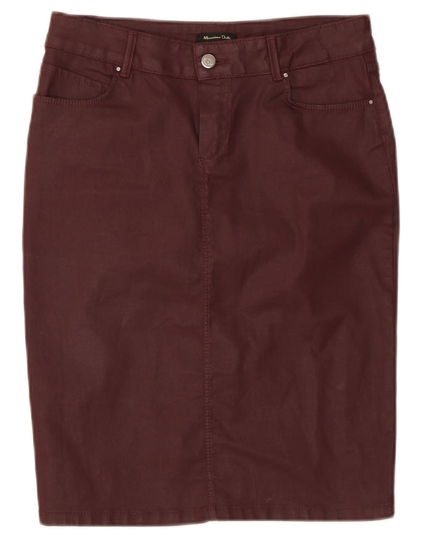Massimo Dutti Womens Pencil Skirt W28 Medium  Burgundy Cotton
