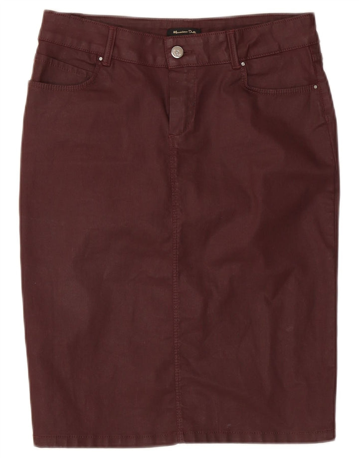 Massimo Dutti Womens Pencil Skirt W28 Medium  Burgundy Cotton