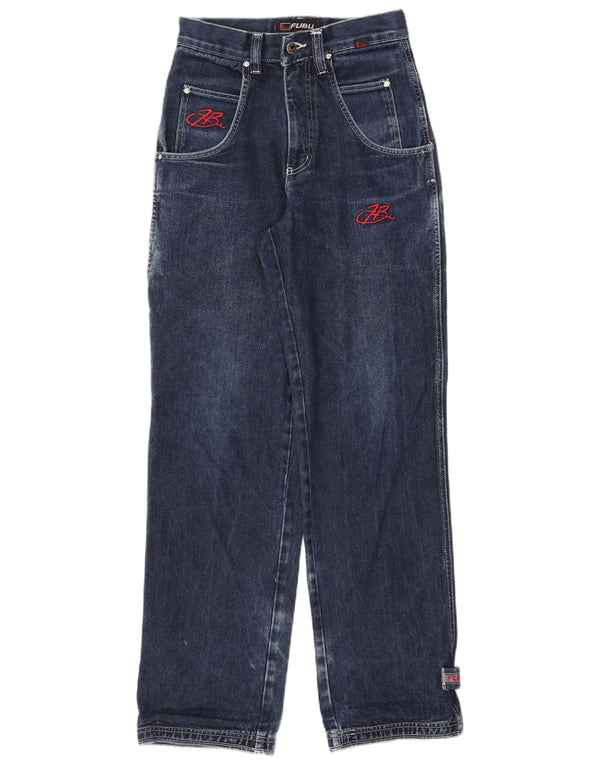Fubu Mens Graphic Cargo Straight Jeans W27 L31 Blue Cotton