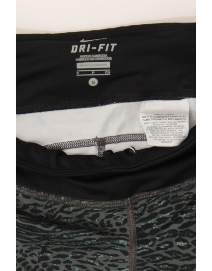 NIKE Womens Dri Fit Leggings UK 10 Small Black Animal Print Polyester Vintage Nike and Second-Hand Nike from Messina Hembry 