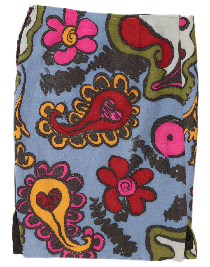 Vintage Womens Straight Skirt W36 XL Blue Floral