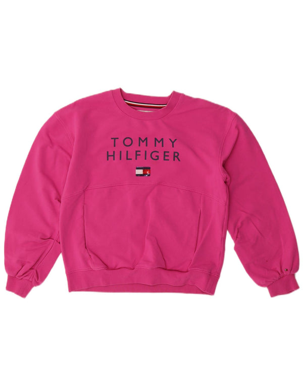 Tommy Hilfiger Girls Graphic Sweatshirt Jumper 13-14 Years Pink Cotton