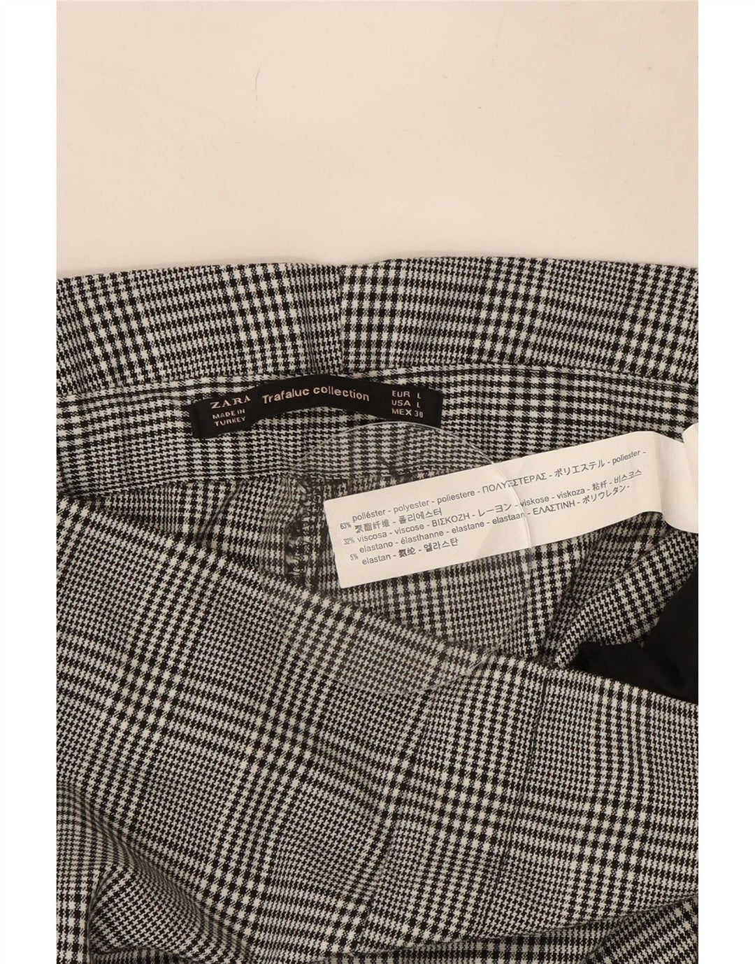 Zara Womens Trafaluc Cropped Trousers Large W30 L26 Grey Houndstooth