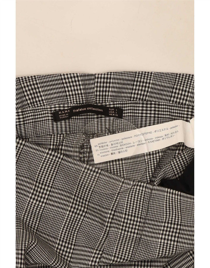 Zara Womens Trafaluc Cropped Trousers Large W30 L26 Grey Houndstooth