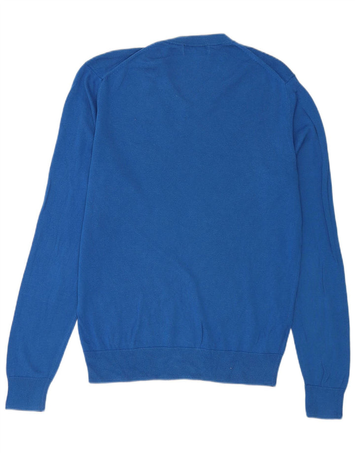 Fred Perry Mens V-Neck Jumper Sweater Small Blue Cotton