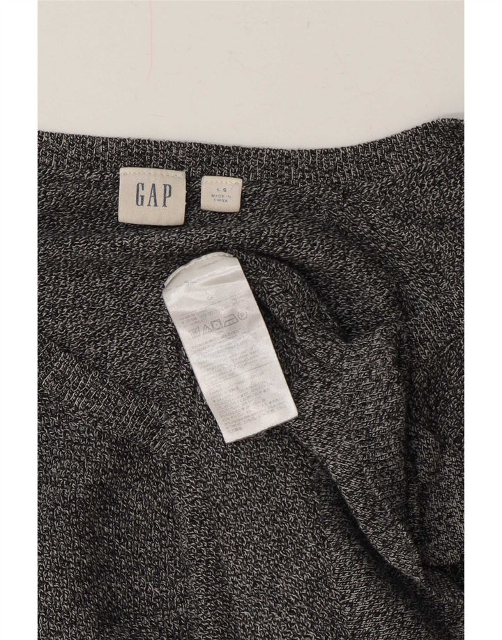 Gap Mens V-Neck Jumper Sweater Large Navy Blue Flecked Cotton