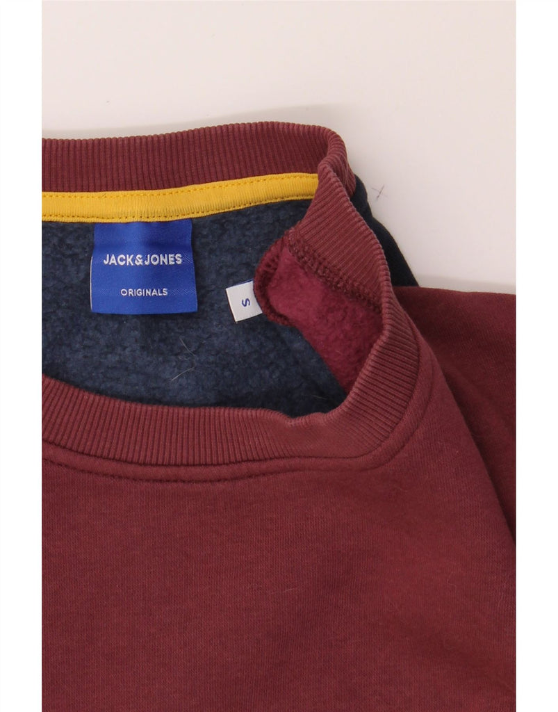JACK & JONES Mens Originals Sweatshirt Jumper Small Navy Blue Colourblock Vintage Jack & Jones and Second-Hand Jack & Jones from Messina Hembry 