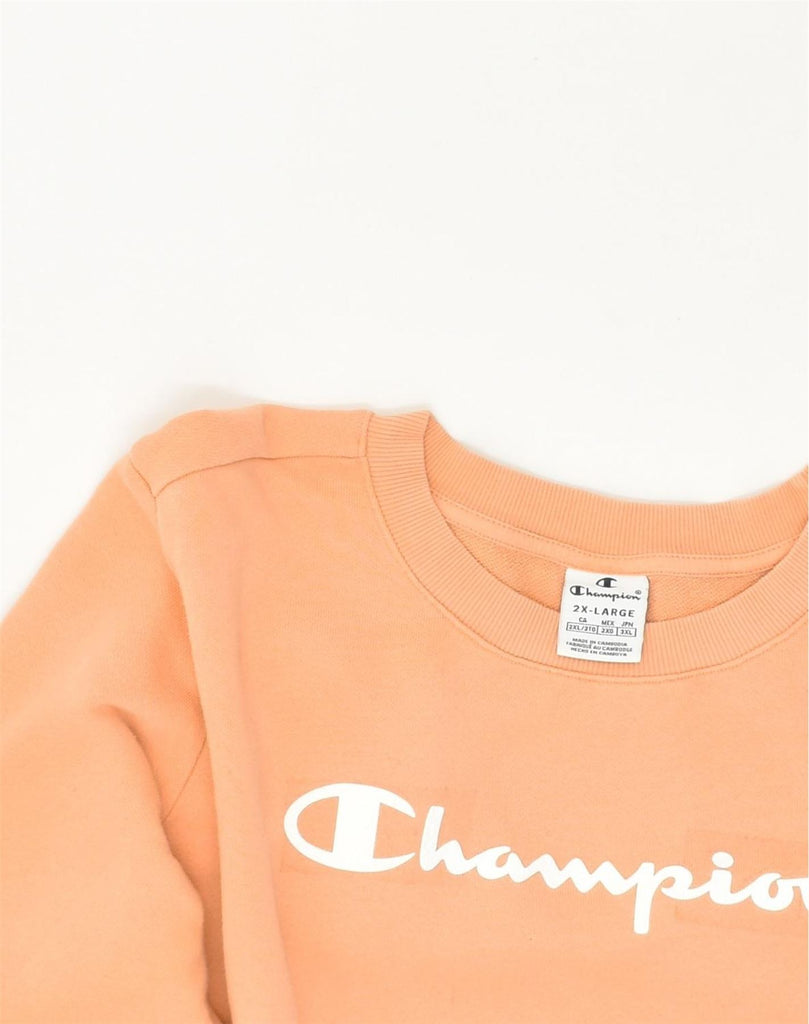 CHAMPION Womens Graphic Sweatshirt Jumper UK 20 2XL Orange Cotton | Vintage Champion | Thrift | Second-Hand Champion | Used Clothing | Messina Hembry 