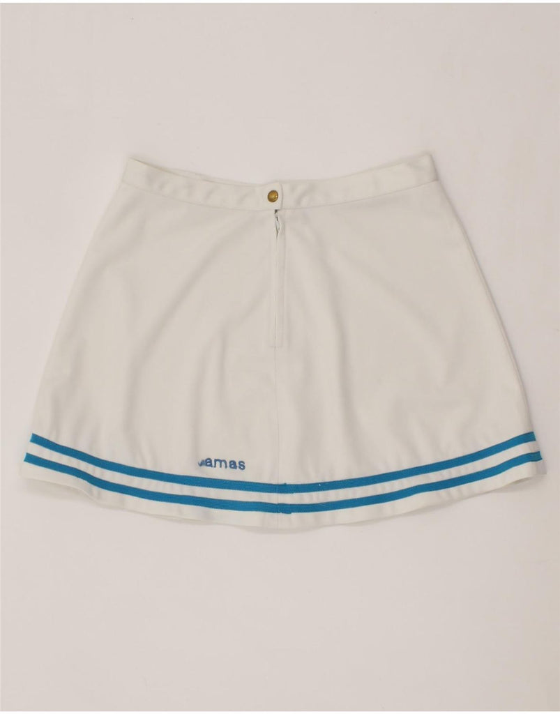 SAMAS Womens Tennis Skirt IT 44 Medium  White Striped Polyester Vintage Samas and Second-Hand Samas from Messina Hembry 