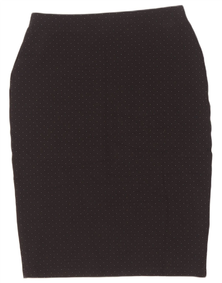 Marks & Spencer Womens Pencil Skirt UK 12 Medium W30 Black Spotted Viscose