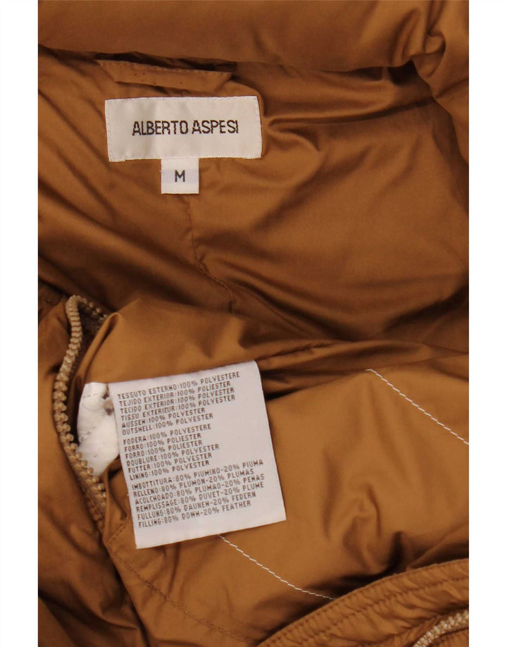 Alberto Aspesi Womens Hooded Padded Jacket UK 14 Medium Brown Polyester