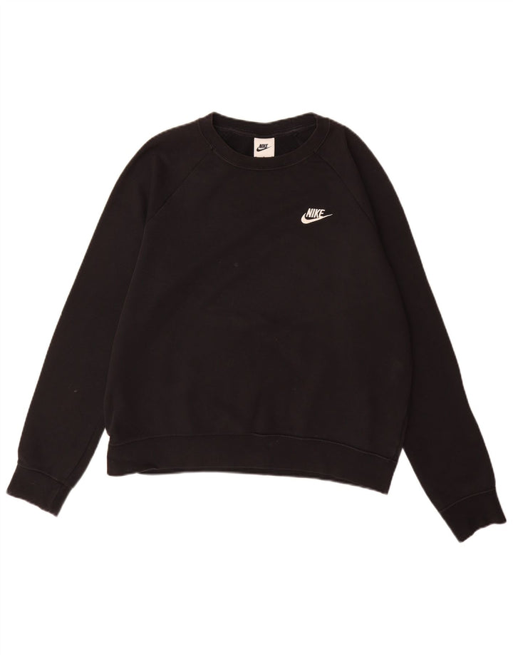 NIKE Womens Sweatshirt Jumper UK 14 Medium Black Cotton