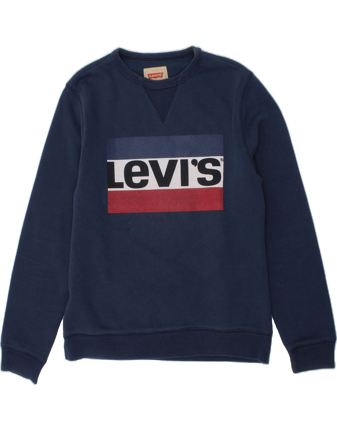 LEVI'S Boys Graphic Sweatshirt Jumper 13-14 Years Navy Blue Cotton Vintage Levi's and Second-Hand Levi's from Messina Hembry 