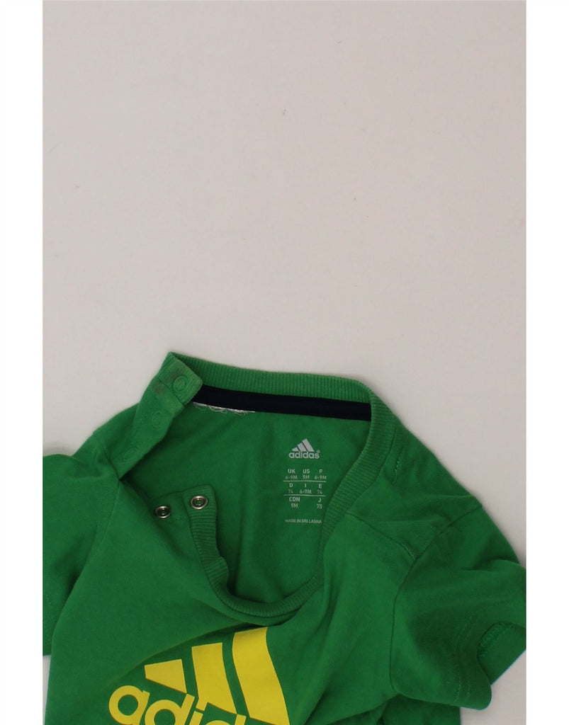 ADIDAS Baby Boys Graphic T-Shirt Top 6-9 Months Green Cotton Vintage Adidas and Second-Hand Adidas from Messina Hembry 