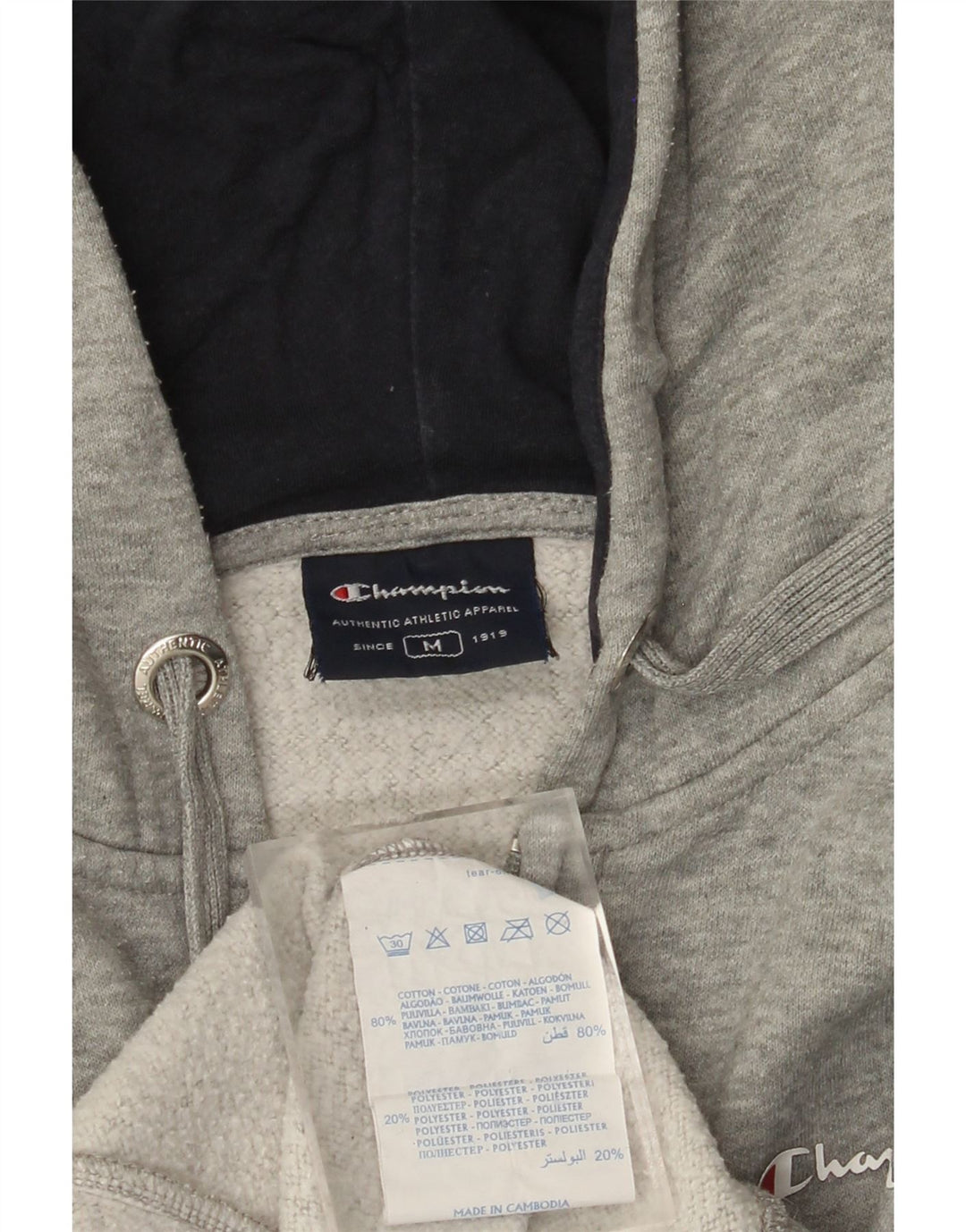 CHAMPION Mens Zip Hoodie Sweater Medium Grey Colourblock Cotton