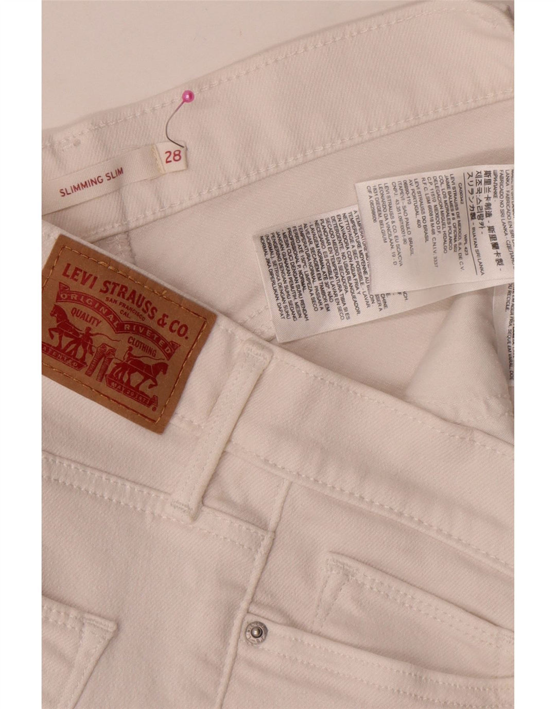 Levi's Womens Slimming Slim Jeans W28 L31 White Cotton