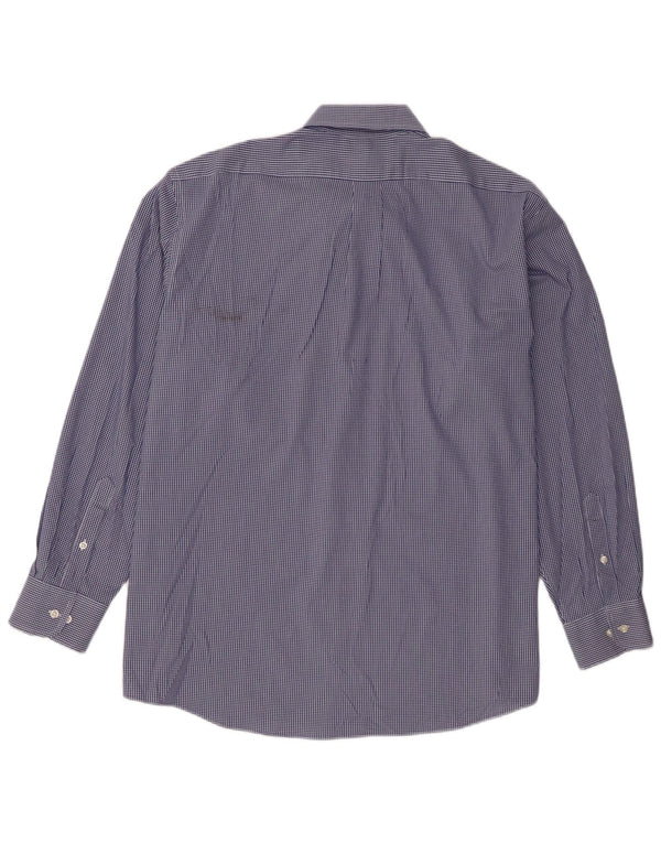 Chaps Mens Regular Fit Shirt Size 18 2XL Blue Gingham Cotton