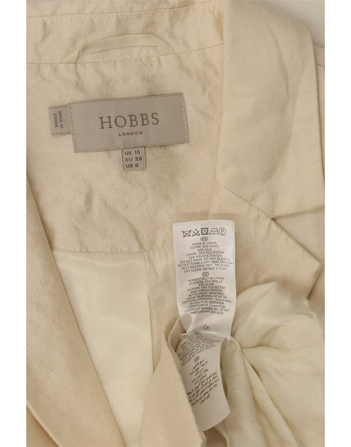 Hobbs Womens 2 Button Crop Blazer Jacket UK 10 Small Off White Wool
