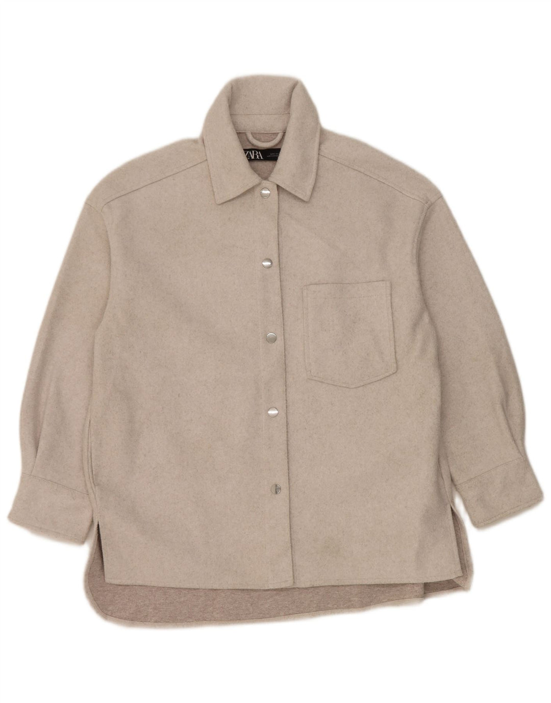 Zara Womens Oversized Flannel Shirt UK 10 Small Grey Polyester