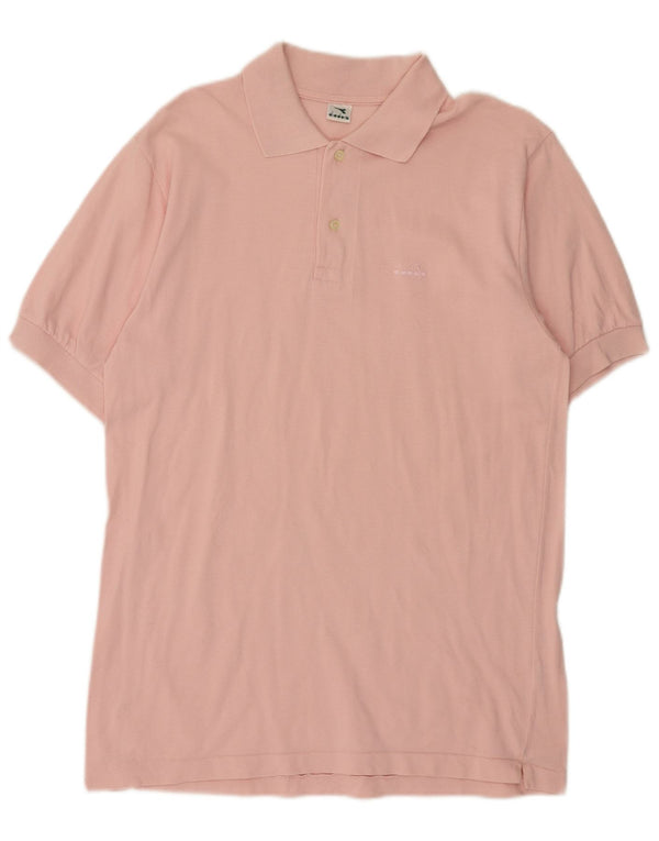 Diadora Mens Polo Shirt Medium Pink Cotton