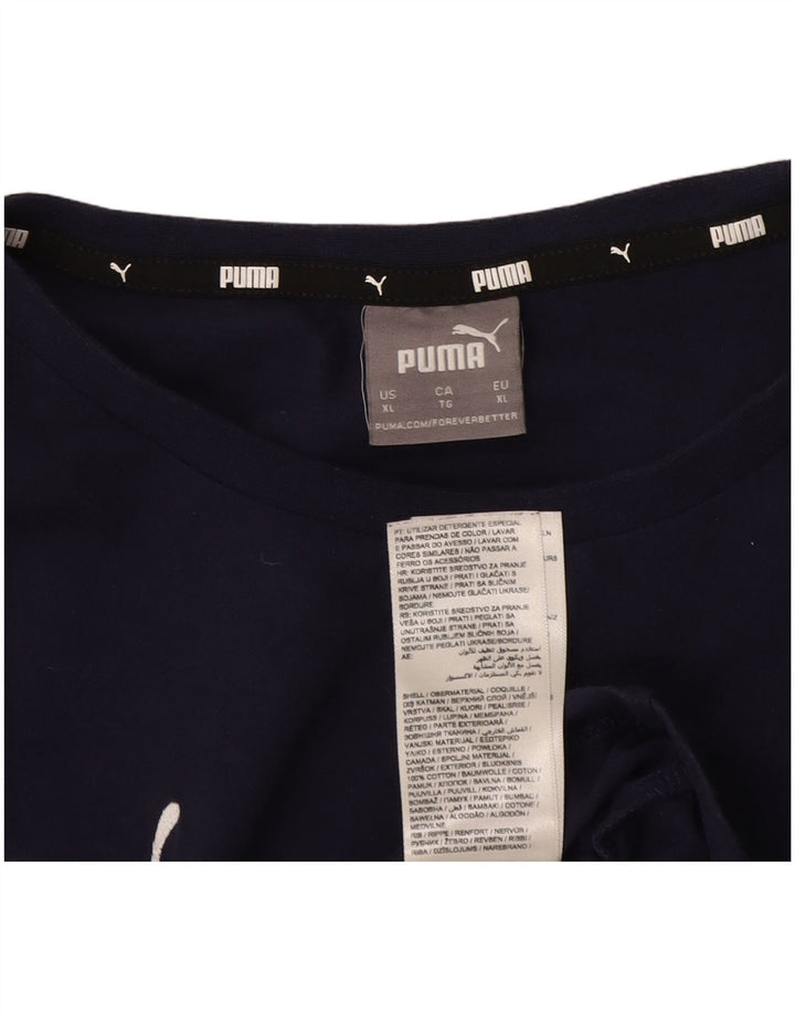 Puma Mens T-Shirt Top XL Navy Blue Cotton