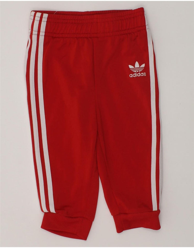 ADIDAS Baby Boys Tracksuit Trousers 6-9 Months Red Polyester | Vintage Adidas | Thrift | Second-Hand Adidas | Used Clothing | Messina Hembry 