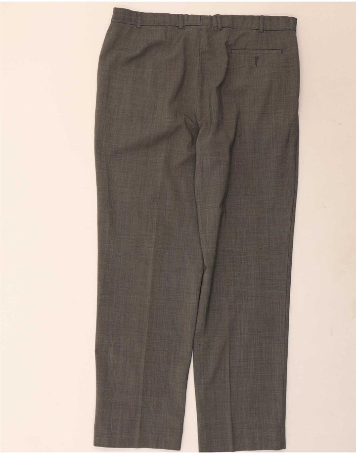 Marks & Spencer Mens Pegged Suit Trousers W40 L33 Black Polyester