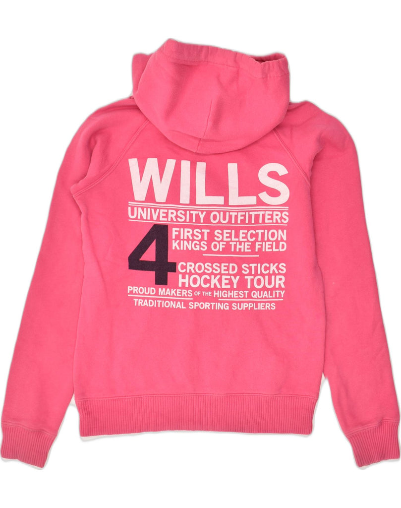 JACK WILLS Womens Graphic Hoodie Jumper UK 8 Small  Pink Cotton | Vintage Jack Wills | Thrift | Second-Hand Jack Wills | Used Clothing | Messina Hembry 