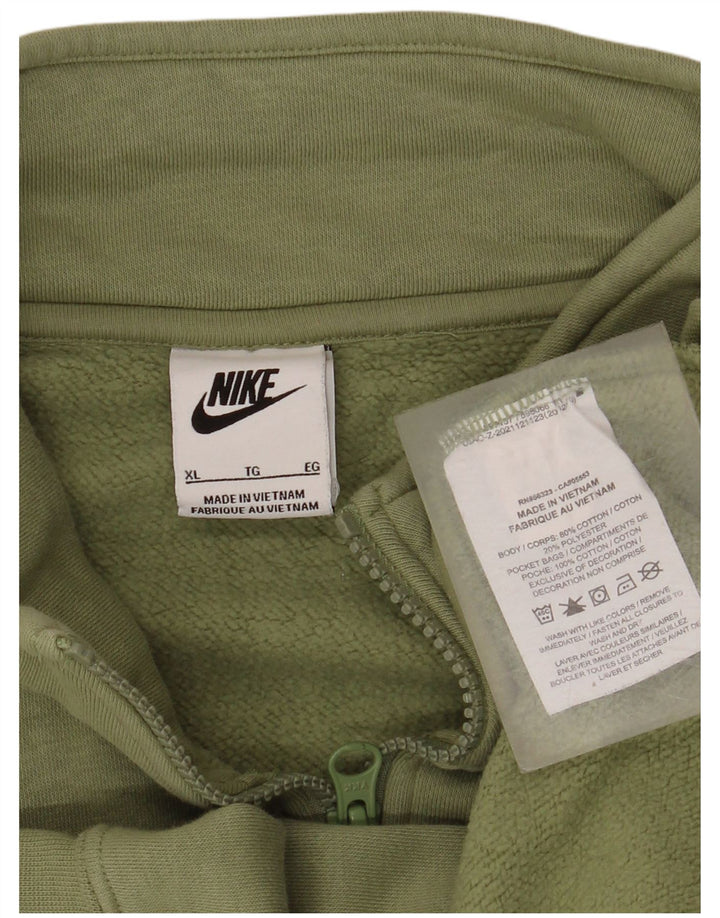 Nike Mens Zip Neck Sweatshirt Jumper XL Green Cotton