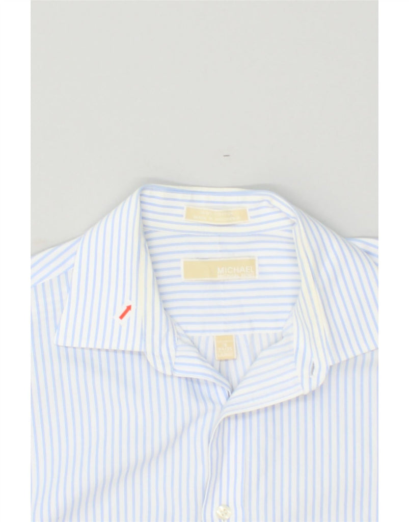 MICHAEL KORS Mens Shirt Size 16 Large Blue Striped Cotton | Vintage Michael Kors | Thrift | Second-Hand Michael Kors | Used Clothing | Messina Hembry 