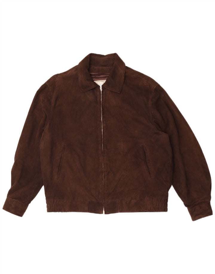 Poggiani Mirella Mens Suede Jacket IT 50 Large Brown Leather